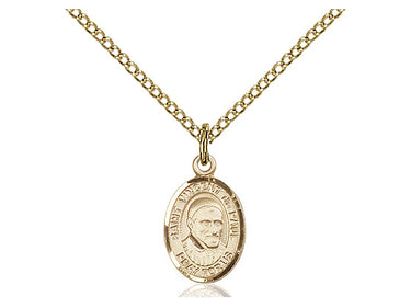 Small 14kt gold filled St. Vincent de Paul medal necklace with 18 inch curb chain, handcrafted by Bliss