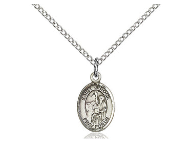 Sterling Silver St. Jerome Patron Saint Medal Necklace 1/2 x 1/4 inches with 18 inch chain by Bliss Manufacturing USA