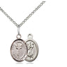 Small sterling silver St. Christopher cheerleading medal necklace, 1/2 x 1/4 inch with 18 inch chain, handcrafted by Bliss