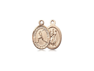 14kt Solid Gold St Christopher Baseball Medal Pendant half inch small Bliss Manufacturing USA