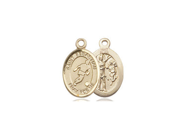 14kt Solid Gold St. Sebastian Soccer Medal Pendant 1/2 x 1/4 inches by Bliss