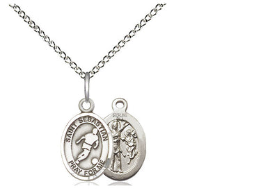 Sterling Silver St. Sebastian Soccer Medal Necklace 1/2 x 1/4 inches with 18 inch chain by Bliss