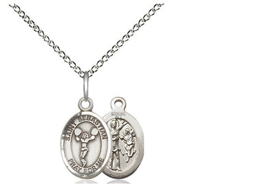 Small sterling silver St. Sebastian medal necklace, 1/2 x 1/4 inch with 18 inch chain, handcrafted by Bliss