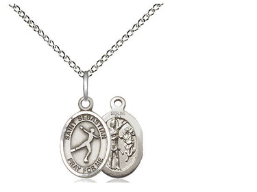 Small Sterling Silver St. Sebastian Figure Skating Medal Necklace 1/2x1/4 inch on 18 inch Chain by Bliss