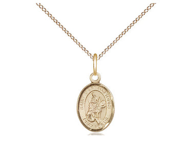 14kt gold filled St. Martin of Tours patron saint medal necklace with 18 inch chain, 1/2 x 1/4 inch, handcrafted by Bliss Manufacturing
