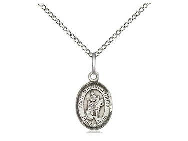 Sterling silver St. Martin of Tours patron saint medal necklace with 18 inch chain, 1/2 x 1/4 inch, handcrafted by Bliss Manufacturing