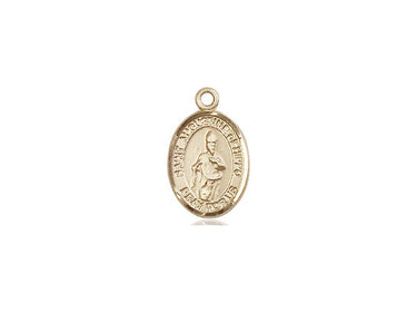 14kt solid gold St. Augustine of Hippo patron saint medal pendant, small 1/2 inch, handcrafted Bliss Manufacturing