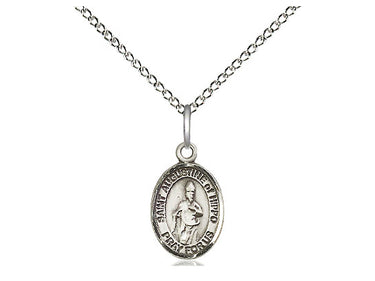 Sterling Silver St. Augustine of Hippo Patron Saint Medal Necklace 1/2 x 1/4 inch on 18 inch Chain by Bliss