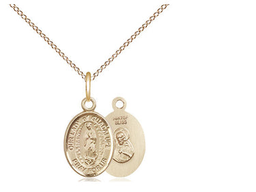Small 14kt gold filled Our Lady of Guadalupe medal necklace 1/2 x 1/4 inch with 18 inch chain by Bliss