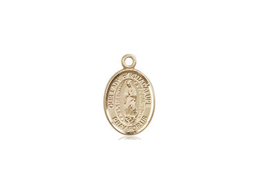 Small 14kt solid gold Our Lady of Guadalupe medal pendant 1/2 x 1/4 inch handcrafted USA Bliss