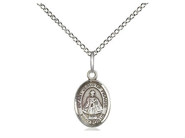 Sterling Silver Small Infant of Prague Medal Necklace with 18 inch Chain by Bliss Manufacturing