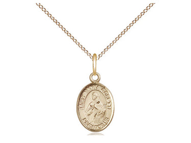 Small 14kt gold filled St. Maria Goretti patron saint medal necklace with 18 inch chain, handcrafted by Bliss Manufacturing USA