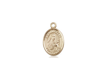 14kt solid gold St. Therese of Lisieux small patron saint medal pendant 1/2 x 1/4 by Bliss Manufacturing