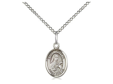 Sterling Silver St. Therese of Lisieux Little Flower Medal Necklace, 1/2 x 1/4 inch with 18 inch chain, USA made by Bliss