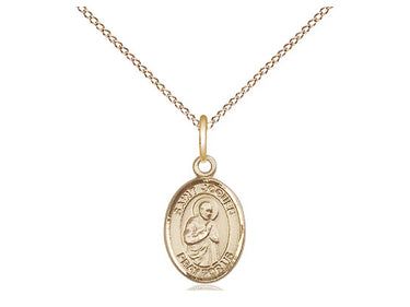 14kt Gold Filled Small St. Isaac Jogues Medal Necklace 1/2 x 1/4 inch on 18 inch Chain by Bliss