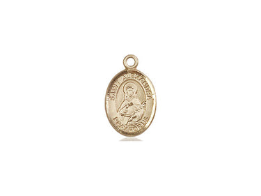 14kt Solid Gold Small St. Alexandra Patron Saint Medal Pendant 1/2 x 1/4 inch by Bliss