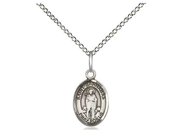 Sterling silver St. Barnabas patron saint medal necklace 1/2 x 1/4 inch with 18-inch chain by Bliss