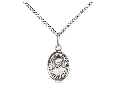 Sterling Silver St. Ignatius of Loyola Patron Saint Medal Necklace 1/2 x 1/4 inch with 18 inch Chain by Bliss