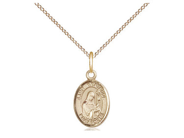 14kt Gold Filled St. Gertrude of Nivelles Patron Saint Medal Necklace 1/2 x 1/4 with 18 inch Curb Chain by Bliss Manufacturing