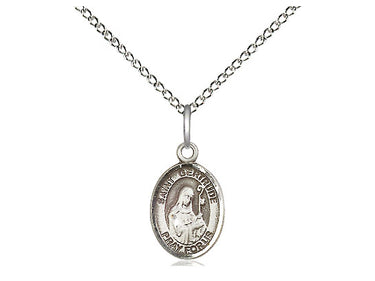 Sterling Silver St. Gertrude of Nivelles Small Patron Saint Medal Necklace 1/2 x 1/4 inch with 18 inch Chain by Bliss