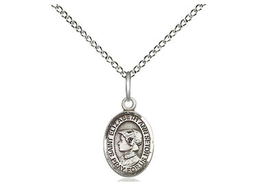 Small Sterling Silver St. Elizabeth Ann Seton Patron Saint Medal Necklace 1/2 x 1/4 inch with 18 inch Chain by Bliss USA