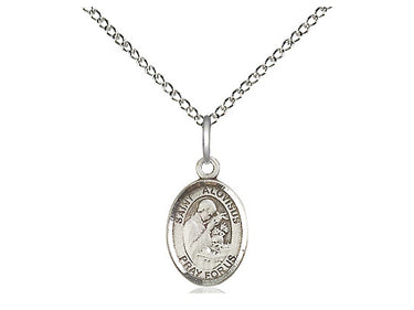 Sterling silver St. Aloysius Gonzaga patron saint medal necklace with 18 inch chain, small 1/2 x 1/4 inch pendant, handcrafted by Bliss