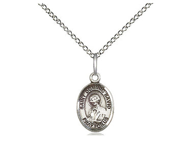 Small sterling silver St. Dominic Savio patron saint medal necklace with 18 inch curb chain, handmade in USA by Bliss