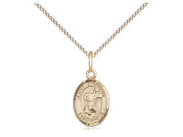 Gold Filled St. Stephanie Patron Saint Medal Necklace 1/2 x 1/4 inch with 18 inch chain by Bliss