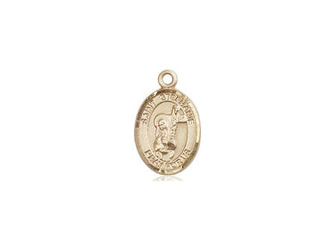 14kt Solid Gold St. Stephanie Patron Saint Medal Pendant 1/2 x 1/4 inch by Bliss Manufacturing