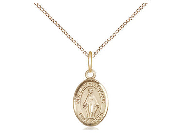 Gold Filled Our Lady of Lebanon Catholic medal necklace 1/2 x 1/4 inch small pendant on 18 inch chain by Bliss