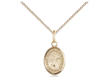 14kt gold filled St. Bernard of Clairvaux small patron saint medal necklace, 1/2 x 1/4 inches on 18 inch curb chain, handcrafted by Bliss USA