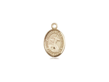 Small 14kt solid gold St. Bernard of Clairvaux patron saint medal pendant, 1/2 inch by 1/4 inch, handmade by Bliss Manufacturing USA