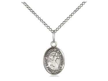 Sterling Silver St. Bernard of Clairvaux small patron saint medal necklace with 18 inch chain by Bliss