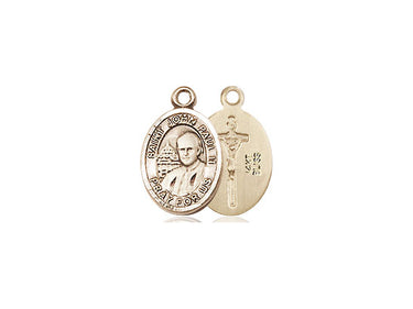 14kt solid gold small St. John Paul II patron saint medal pendant 1/2 inch by 1/4 inch handcrafted by Bliss