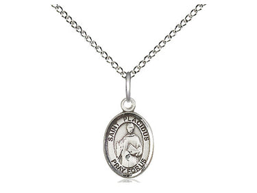 Sterling Silver St. Placidus patron saint medal necklace small size 1/2 x 1/4 with 18 inch chain by Bliss
