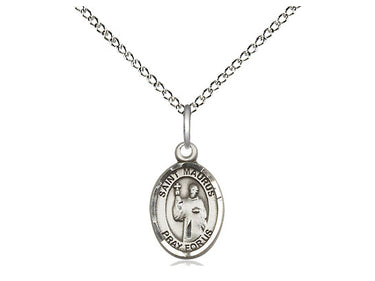 Small sterling silver St. Maurus patron saint medal necklace with 18 inch chain by Bliss Manufacturing