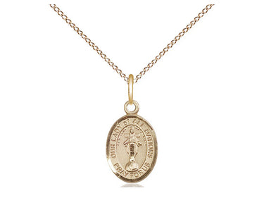 Small 14kt Gold Filled Our Lady of All Nations Catholic Medal Necklace 1/2 x 1/4 inch with 18 inch chain by Bliss