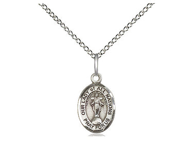 Sterling Silver Our Lady of All Nations Medal Necklace with 18 inch Chain - Small 1/2 x 1/4 inch Pendant by Bliss
