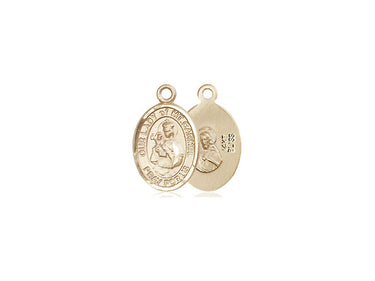 Small 14kt Solid Gold Our Lady of Mount Carmel Medal Pendant 1/2 x 1/4 inch handcrafted by Bliss