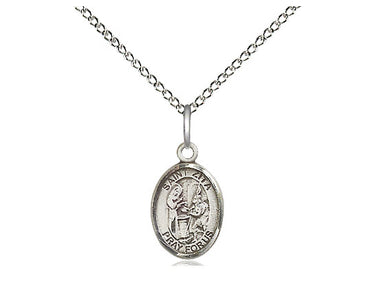 Sterling Silver Small St. Zita Patron Saint Medal Necklace 1/2 inch by 1/4 inch on 18 inch curb chain by Bliss