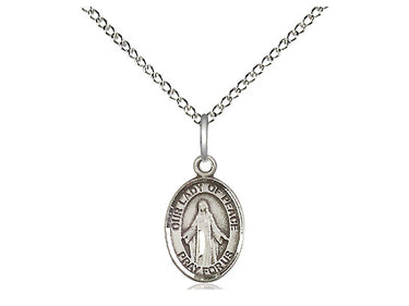 Sterling Silver Our Lady of Peace Medal Necklace, 1/2 x 1/4 inch pendant on 18 inch chain, handmade in USA by Bliss