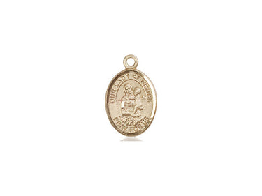 14kt solid gold Our Lady of Knock medal pendant 1/2 x 1/4 inches small size handmade USA by Bliss