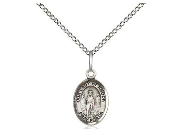Sterling Silver Our Lady of Knock Medal Necklace 1/2 inch by 1/4 inch with 18 inch chain handcrafted by Bliss Manufacturing
