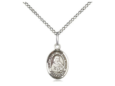 Sterling Silver Small Our Lady of the Railroad Catholic Medal Necklace 1/2 x 1/4 inch with 18 inch chain by Bliss