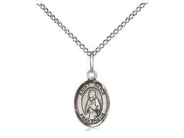 Sterling silver St. Alice patron saint medal necklace with 18 inch chain, small 1/2 x 1/4 inch pendant, handcrafted by Bliss
