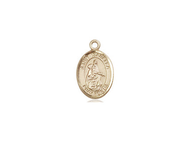 Small 14kt solid gold St. Isabella of Portugal patron saint medal pendant, 1/2 x 1/4 inch, handcrafted in USA by Bliss Manufacturing
