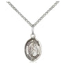 Sterling silver St. Aaron patron saint medal necklace, small 1/2 x 1/4 inch pendant on 18 inch chain, handcrafted by Bliss Manufacturing USA
