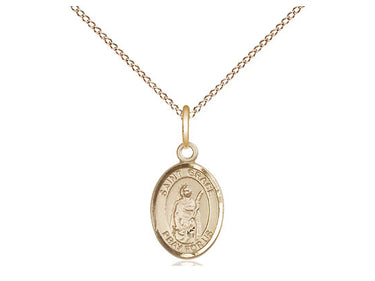 14kt Gold Filled Small St. Grace Medal Necklace 1/2 x 1/4 inches on 18 inch Curb Chain by Bliss