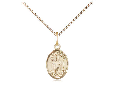14kt gold filled small St. Austin Augustine patron saint medal necklace 1/2 inch pendant 18 inch chain Bliss