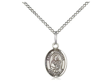 Sterling Silver St. Christian Demosthenes Medal Necklace 1/2 x 1/4 inch with 18 inch chain by Bliss